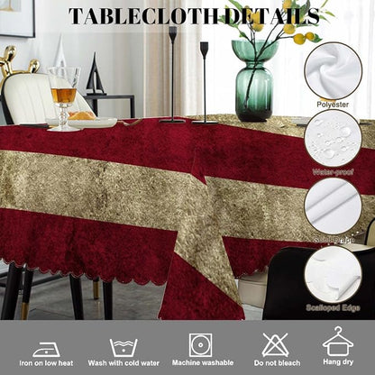 Swono Grunge American Flag 52"X70" Oblong Table Cloth Rustic USA Flag Wrinkle Free Table Cover Farmhouse Tablecloth for Home Restaurant Picnic Indoor Outdoor Dining