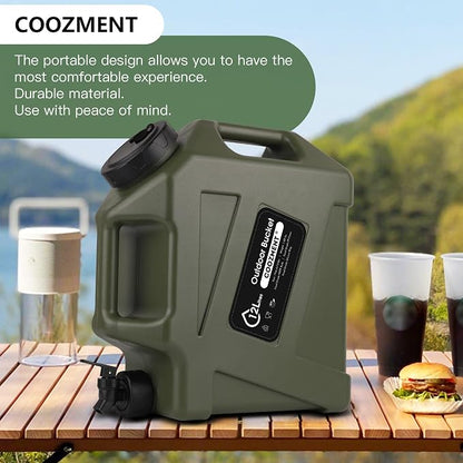 COOZMENT 3.2 Gallon/5 Gallon Water Containers with Spigot, BPA Free Water Jug, Military Green Water Tank, Multifunction Water Storage Containers for Camping Outdoor Hiking,Emergency Storage