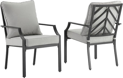 Crosley Furniture Otto 2-Piece Outdoor Chair Set, Dining Patio Chairs for Deck, Backyard, Matte Black with Gray Cushions