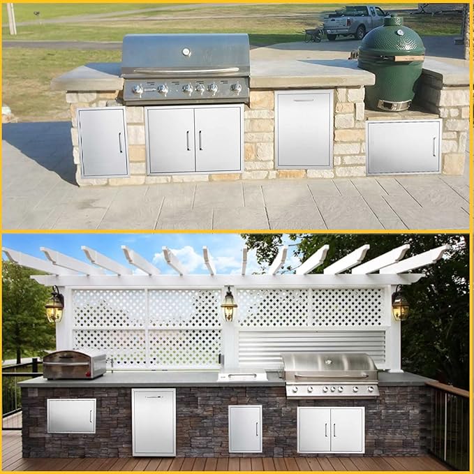 BBQ Access Door Stainless Steel,Overall-Size:20" by 27" Horizontal Single Door Reversible Open Left or Right,Flush Mount for Outdoor Kitchen