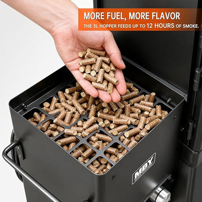 Vertical Pellet Smoker Grill with Cover & Meat Probe, 4-Rack Electric Pellet Smoker, 616 Sq.In Digital BBQ Smoker with LED Temperature Control for Outdoor Smoking Brisket, Ribs, Chicken & Sausage