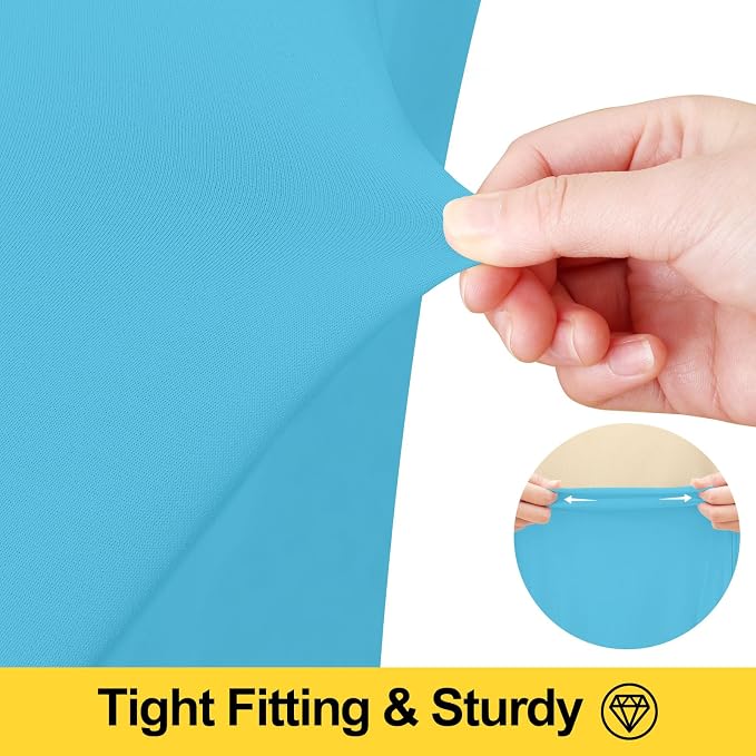 Smiry Spandex Elastic Fitted Table Cloth Skirt for 4FT Rectangle Table | Stretch Washable Table Cloth, Banquet Table Cover for Wedding, Party, Indoor & Trade Shows, (Blue Mist, 48Lx30Wx30H)