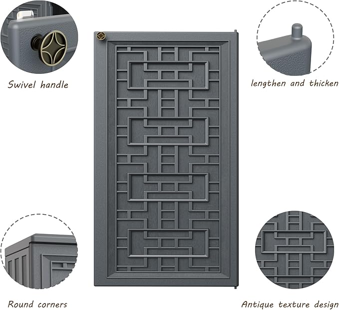 Mrosaa Storage Box Outdoor Caninet,Resin Indoor Storage Box Waterproof Outdoor Storage Cabinets for Patio/Garden/Backyard, Size 34.3''L*15''W*36.2''H(Grey)