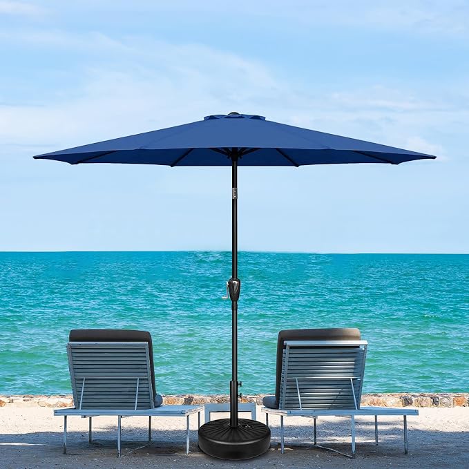 YSSOA 9' Patio Umbrella Outdoor Table Market Yard Umbrella with 8 Sturdy Ribs, Blue