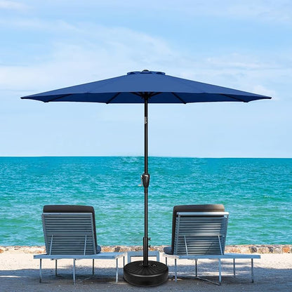 YSSOA 9' Patio Umbrella Outdoor Table Market Yard Umbrella with 8 Sturdy Ribs, Blue
