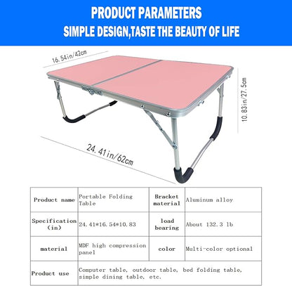 Portable Folding Table - Small Outdoor Folding Table, Suitable for Travel, Camping, Beach, Barbecue, Picnic, Party, Patio (Pink)