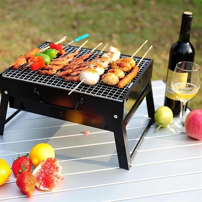 BBQ Grill Outdoor Charcoal Grills Portable Foldable BBQ Grills Patio Barbecue Charcoal Grill Stove Stainless Steel Outdoor Camping Picnic