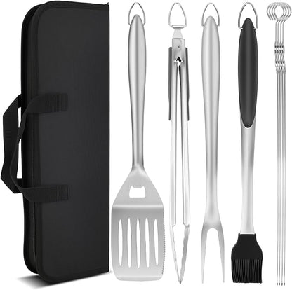 9Pcs Grill Accessories Set, Heavy Duty Stainless Steel BBQ Grill Tools Kit with Storage Bag, Grilling Gifts for Men Dad Him, Professional Barbecue Grill Utensil Set for Outdoor Backyard Camping