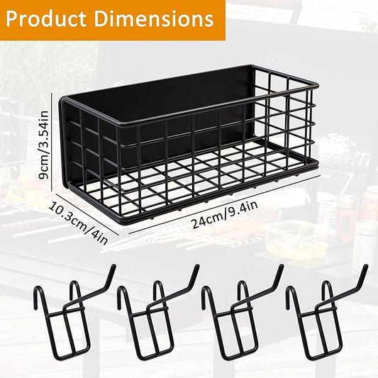 2 Pack of Magnetic Storage Basket, Heavy Duty Metal Magnetic Organizer for Fridge/Traeger Grills/Washer, 5KG Load-Bearing Magnetic Pen Holder/Spice Rack