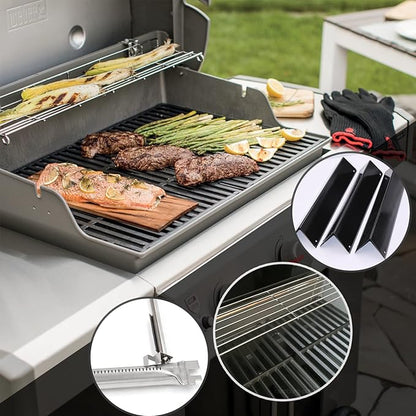Hongso 17.5" Grill Grates, 15.3" Flavorizer Bars, 18" Burner Tubes, Replacement Parts for Weber Spirit 200 Series E/S 210 215 220, Spirit II 210 & GS4 II E-210, E-220 Grill (Front-Mounted Control)