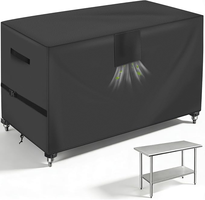 Outdoor Prep Table Cover 48 x 24 x 35in, Compatible with Grill Cart | UPF50+ Outdoor grill cart cover, 600D waterproof patio table cover for stainless steel metal grill table,outdoor dining table