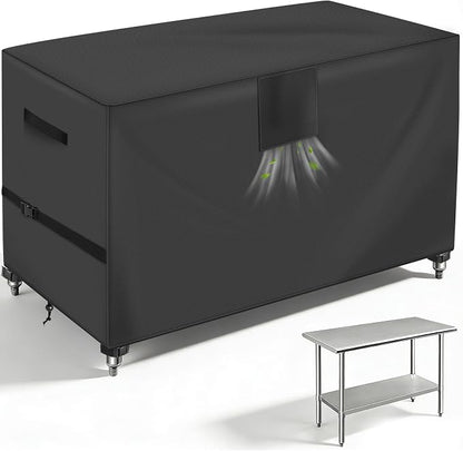 Outdoor Prep Table Cover 48 x 24 x 35in, Compatible with Grill Cart | UPF50+ Outdoor grill cart cover, 600D waterproof patio table cover for stainless steel metal grill table,outdoor dining table