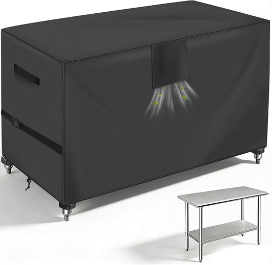 Outdoor Prep Table Cover 48 x 24 x 35in, Compatible with Grill Cart | UPF50+ Outdoor grill cart cover, 600D waterproof patio table cover for stainless steel metal grill table,outdoor dining table