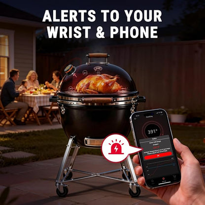 TempPro TempGauge Bluetooth Grill Thermometer with LCD Display & App Alerts | 500FT Wireless Temperature Gauge for Smoker, Kettle, Kamado, Pellet, Gas Grills, 0.3 Inches Universal Sensor Fits Most Lids