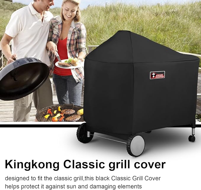 Kingkong 7152 Grill Cover for Weber Performer Charcoal Grills, 22-Inch (Compared to Weber 7152) including Stainless Steel Brush and Tongs