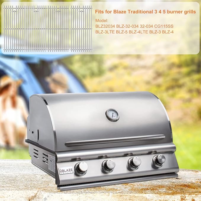 LS'BABQ Grill Cooking Grates for Blaze 3, 4, 5 Burner Grill, Grill Replacement Parts for RCS Grill Parts 32" Premier RJC32AL Summerset Sizzler Grill Grids BBQ Accessories, 4 Pack