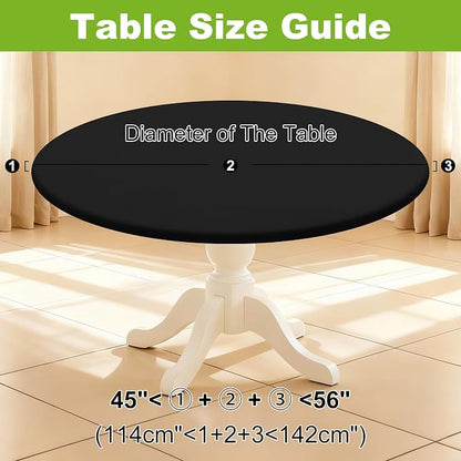 Smiry Round Spandex Tablecloth, Elastic Fitted Washable Tablecloths for 45"-56" Tables, Waterpoof Stretch Picnic Table Cover for Dining, Indoor and Outdoor, Black