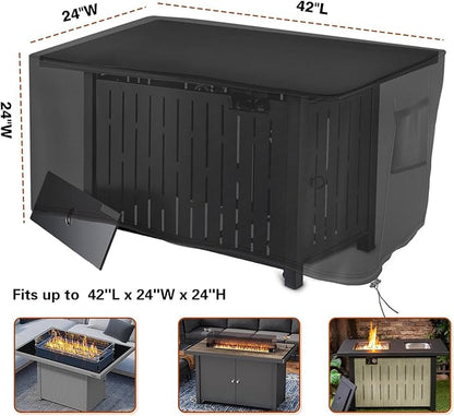 Saking Rectangular Fire Pit Cover, Waterproof Windproof Anti-UV Heavy Duty Cover for Gas Fire Table Furniture - 42 x 24 x 24 inch