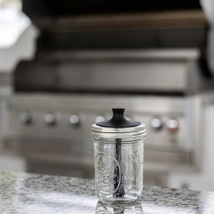Jarware Silicone Black Basting Brush Lid For Wide Mouth Mason Jars