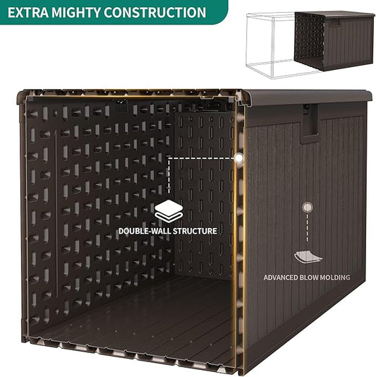 YITAHOME XXL 260 Gallon Large Deck Box,Outdoor Storage for Patio Furniture Cushions,Garden Tools with Flexible Divider,Waterproof,Lockable (Brown)