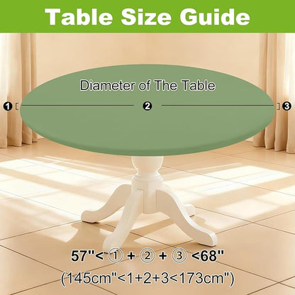 Smiry Round Spandex Tablecloth, Elastic Fitted Washable Tablecloths for 57"-68" Tables, Waterpoof Stretch Picnic Table Cover for Dining, Indoor and Outdoor, Sage Green