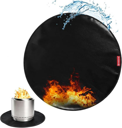 SheeChung Fire Pit Mat Round 36" for Solo Stove Bonfire,Double Sided Fireproof Under Grill Mat Protector,Oilproof Waterproof BBQ Outdoor Grill Mat for Deck and Patio,Slip/Heat Resistant Fireplace Mat