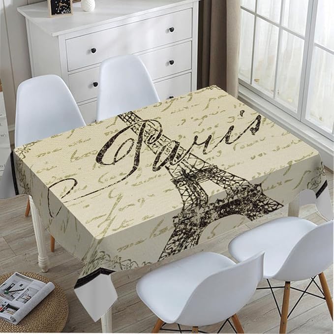 TKS MITLAN Tablecloth Paris Theme Table Cloth Rectangle Table 60 x 84 Inch Eiffel Wall Decoration Sign Kitchen Decorations for Home Dinner Party