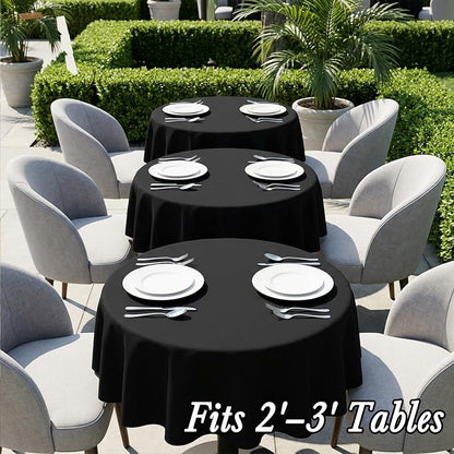 8 Pack Black Round Tablecloths 60 Inch | For 2Ft-3Ft Round Table, Wrinkle Resistant Table Cloth, Washable Polyester Fabric, For Wedding Party Banquet Buffet Camping