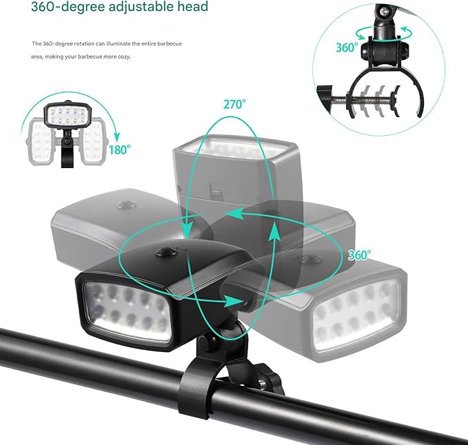 Extreme Bright Outdoor BBQ Light 10 LEDs Denial Scowl for Barbecue Cooking Parties Backpacking Reading Tasks Denial Battery Encompassed BBQ Addition