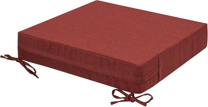 Magpie Fabrics Indoor Outdoor Cushion Cover Replacement 2 Pack, NO Insert! Water Repellent Slipcover with Ties Decor for Patio Garden Chair Sofa Bench Wicker(Dark Red, 24x24x4 Inch)