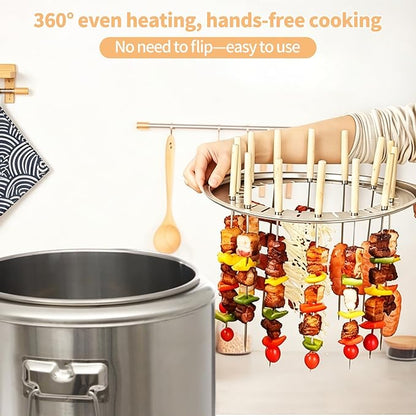 2-in-1 Charcoal Barrel Grill,Freely Switch Between the Grill Rack and Grill Mesh,20 Skewer Smokeless Portable Outdoor BBQ Grill with Stainless Steel Surround,Outdoor Cooking for Picnics Camping