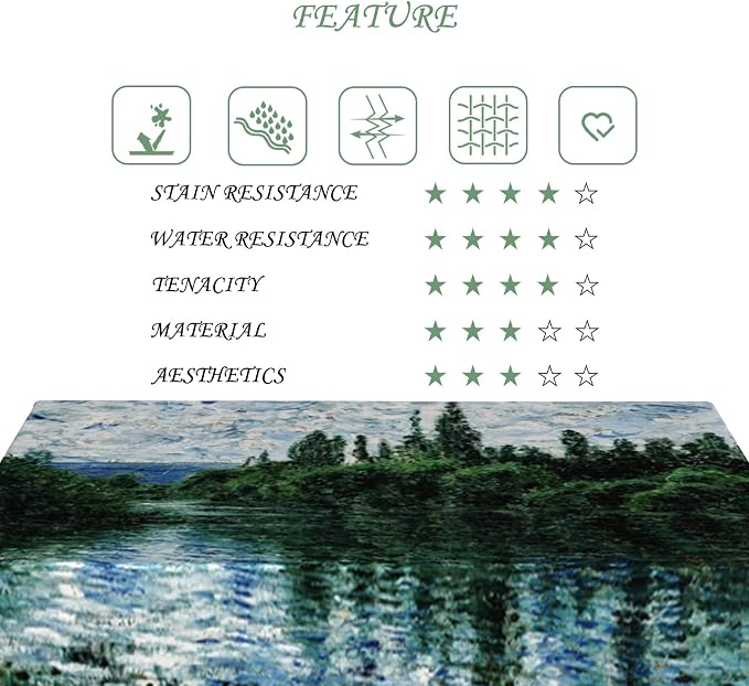 60x84 Inch Oil Painting Rectangle Tablecloth Monet Riviera del Seine Table Cloth Impressionist Art Washable Durable Table Cover for Dining Garden Atelier BBQ Home Decor