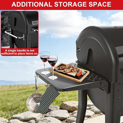 DELSbbq Side Table for Weber Searwood 600/600XL Pellet Grills,Heavy-Duty BBQ Prep Station Folding Side Table for Weber Searwood 600 Accessories