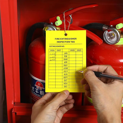 Monthly Fire Extinguisher Inspection Tags Record 4-Year Maintenance Tags Fire Recharge and Inspection Record Tag for Indoor Outdoor Extinguishers(50 Pieces)