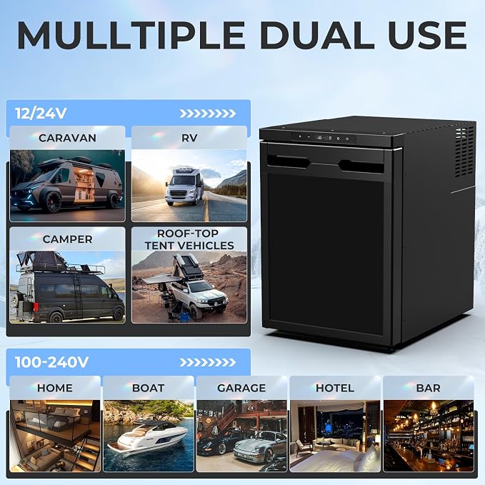 1.77 Cu.Ft Portable Refrigerator with True Freezer -4°F | 12V/24V DC & 110V AC, APP Control, Energy Star Certified, Compact Refrigerator for RV, Camper, Truck, Boat, Apartment