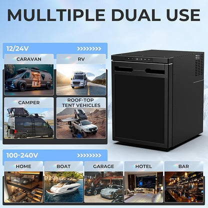 1.77 Cu.Ft Portable Refrigerator with True Freezer -4°F | 12V/24V DC & 110V AC, APP Control, Energy Star Certified, Compact Refrigerator for RV, Camper, Truck, Boat, Apartment
