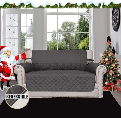 Easy-Going Reversible Couch Cover, 2 Cushion Sofa, Loveseat, Gray/Ivory | Machine Washable Slipcover For Dogs, Water Resistant Furniture Mat For Living Room, Non-Slip Sofa Cover, Pet Friendly