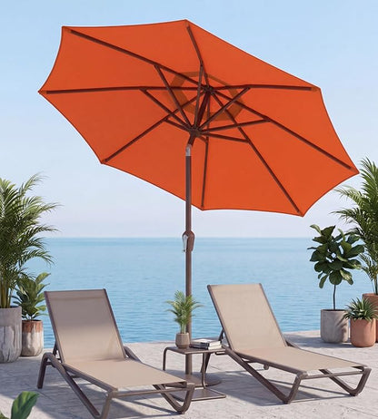 10FT Patio Umbrella, Outdoor Umbrella with Push Button Tilt and Crank, 8 Sturdy Ribs, UV Protection & Waterproof Market Umbrella for Pool, Backyard, Beach,Deck