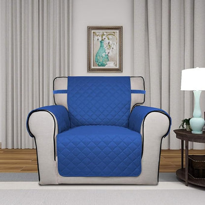 PureFit Reversible Quilted Sofa Cover, Water Resistant Slipcover Furniture Protector, Washable Couch Cover with Non Slip Foam and Elastic Straps for Kids, Pets (Chair, Classic Blue/Ivory), Small | Classic Blue/Ivory, Water Resistant Couch Protector, Wa...