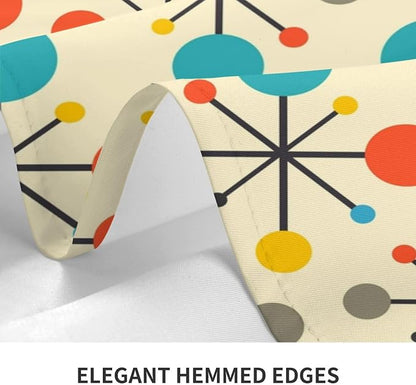 Mid Century Fifties Modern Atomic Retro Colors Tablecloth Washable Waterproof Yellow Table Cover for Kitchen Dining Room Picnic Party BBQ Wedding, Rectangle 60x84 Inch Table Cloth