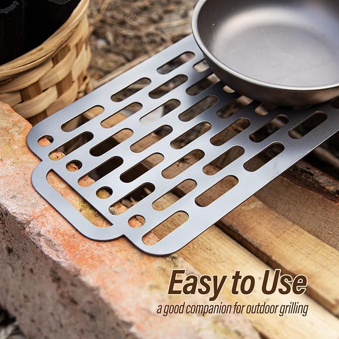 TiTo Titanium BBQ Net Grill Portable Ultralight Non-Stick Meat Grill Grate for Home Garden Outdoor Camping Picnic Hiking Charcoal Holder with Storage Bag (B)
