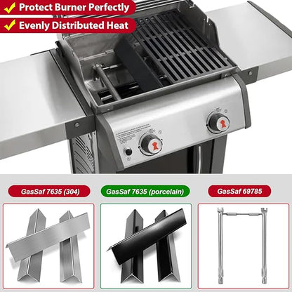 GasSaf 15.3 inch Flavorizer Bar Replacement for Weber 7635, Spirit 200 Series Spirit E210, S210, E220, S220 with Front Control Knobs, 3-Pack Porcelain Steel Flavor Bars(L15.3" x W3.5" x H2.5")