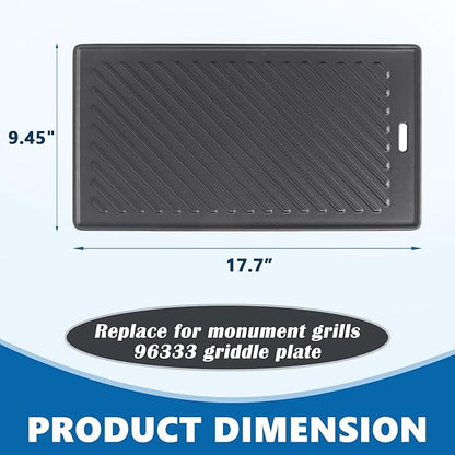 SafBbcue 96333 Grill Plates for Monument Grills 77352 24633 17842 35633 13892 Gas Grill Cooking Accessories, Cast Iron Reversible Griddle for Monument Grill 41847NG D405 77352MB D425 Replacement Parts
