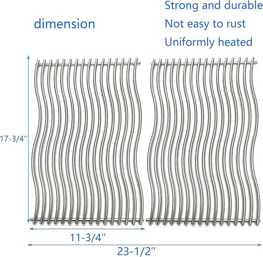 17-3/4" Stainless Steel 2Pack Waved Cooking Grids Grates Replacement Parts for Napoleon Rogue 425 Gas Grill S83013