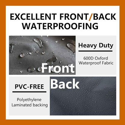 Heavy Duty Outdoor Sectional Sofa Cover, 130-inch L-Shaped Waterproof 600D Patio Furniture Covers, Lawn Patio Couch Protector(Midnight Black, V-Shaped-130" x 130")