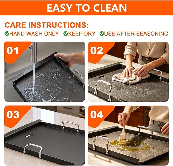 19.2" x 15" Half Size Griddle, Non-stick Carbon Steel Flat Top Griddle for Bull 4 Burner Angus 47628 41629, Outlaw 26038 26039 69008 69009 65073 87049 and Lion Premium L75000 Gas Grill