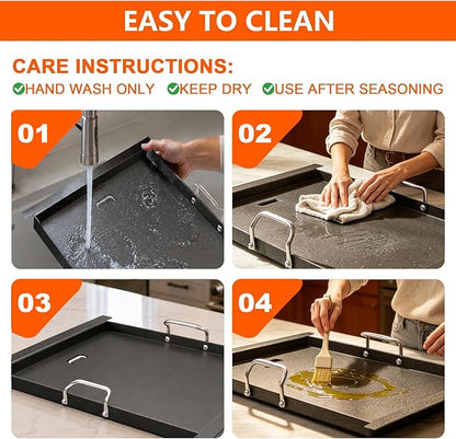 19.2" x 15" Half Size Griddle, Non-stick Carbon Steel Flat Top Griddle for Bull 4 Burner Angus 47628 41629, Outlaw 26038 26039 69008 69009 65073 87049 and Lion Premium L75000 Gas Grill
