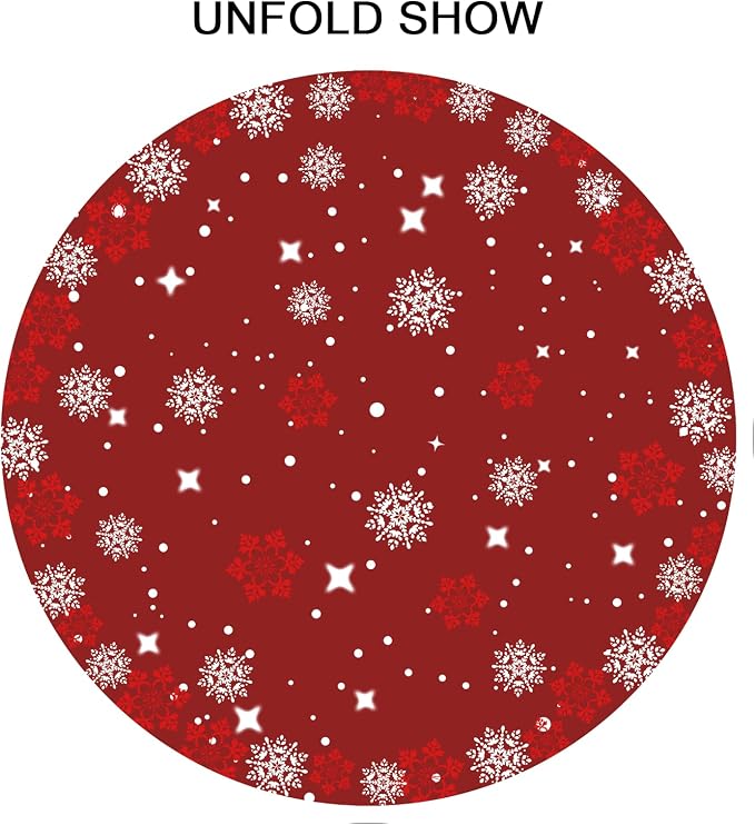 Sweetshow Xmas Table Cloth Round Winter Red White Snowflake Stars Tablecloth 70 Inch Decor Washable Stain and Wrinkle Resistant Round Table Cover for Dining Picnic