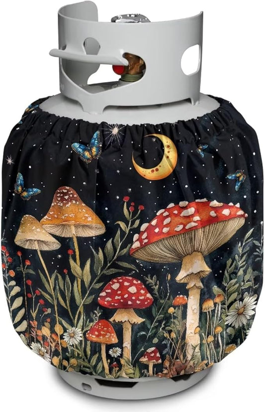 Magic Mushroom Propane Tank Cover 20lb Gas Tank Cylinder Cover for Outdoor Camping Yard Party Waterproof RV Gas Cylinder Storage Pocket Gift for Friends