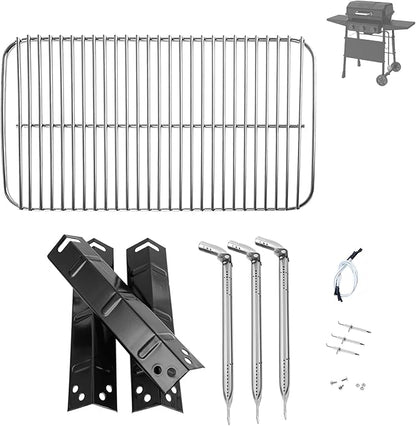 Grill Replacement Parts Kit for 3-Burner Walmart Expert Grill 720-1049, Grill Grate, Heat Plates, Burner & Grill Igniters Replacement Parts for Expert Grill Parts